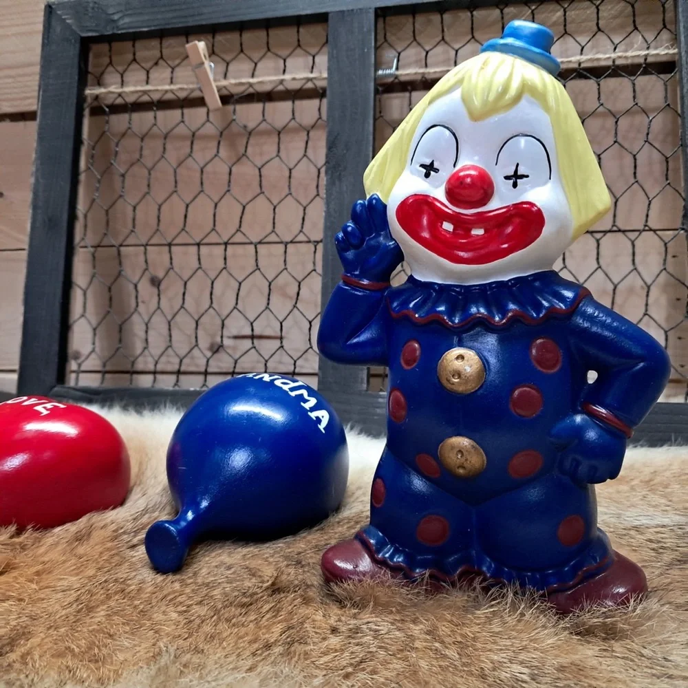 Colorful Clown ceramic candle Lamp with 2 balloons